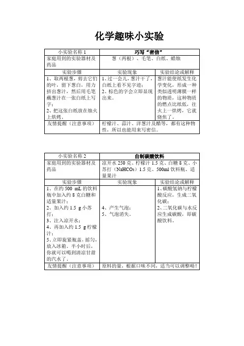 总结~化学趣味小实验