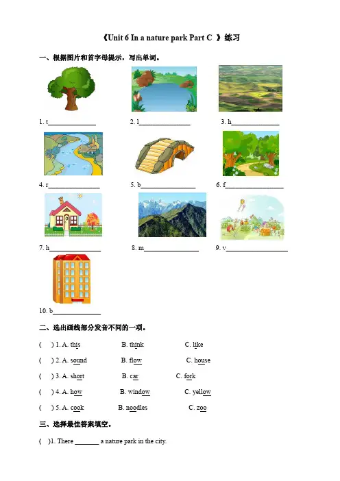 小学英语人教版五年级上册《Unit 6 In a nature park Part C》习题