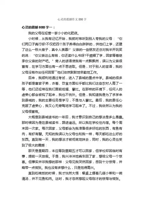 心灵的震撼作文800字_作文范文_