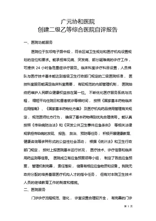 创建二级医院自评报告