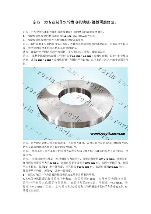 东方一力专业制作水轮发电机镜板