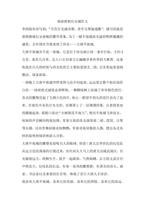 夜游唐朝长安城作文