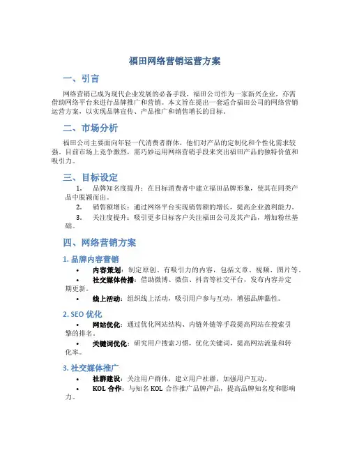 福田网络营销运营方案
