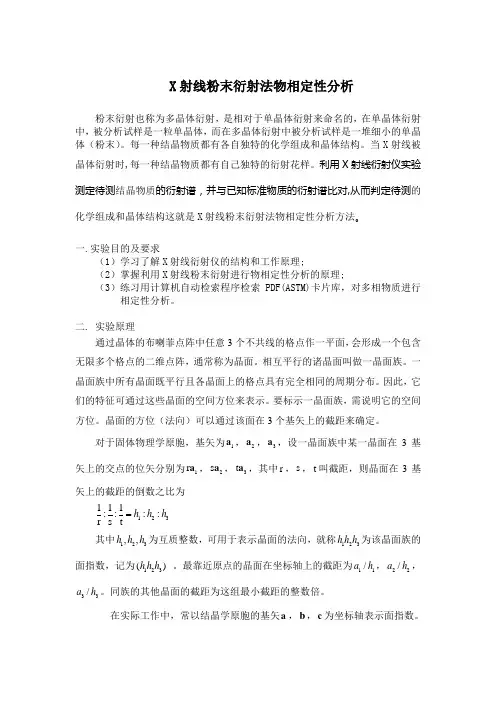 X-射线粉末衍射法物相定性分析