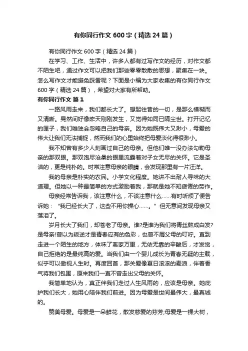 有你同行作文600字（精选24篇）