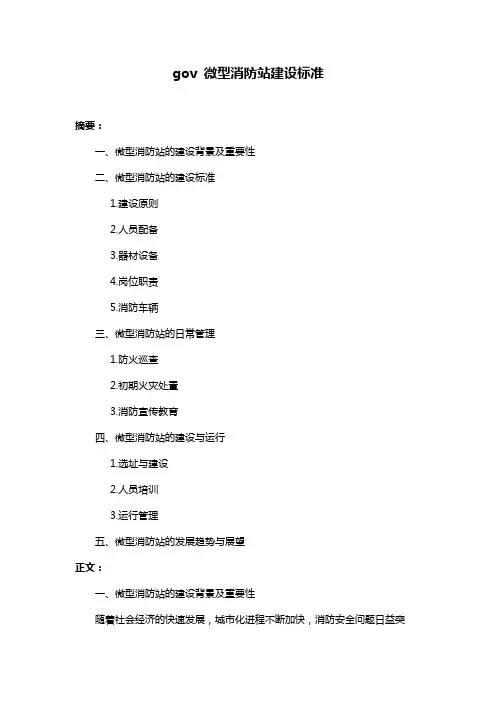 gov 微型消防站建设标准