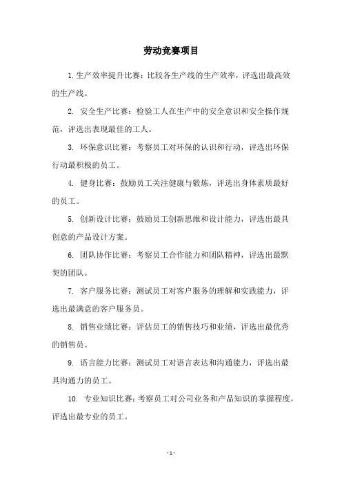 劳动竞赛项目