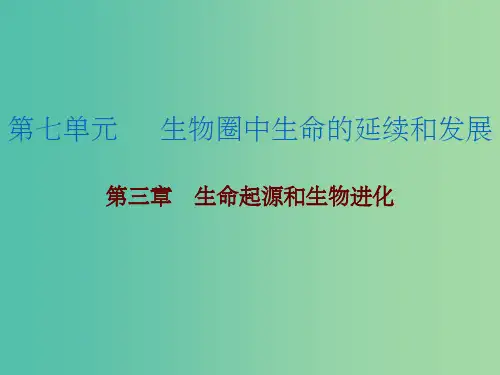 中考生物总复习 第七单元 第三章 生命起源和生物进化