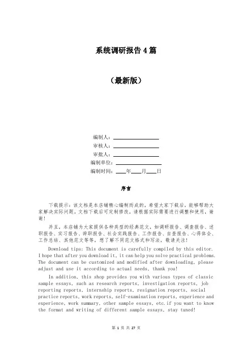 系统调研报告4篇