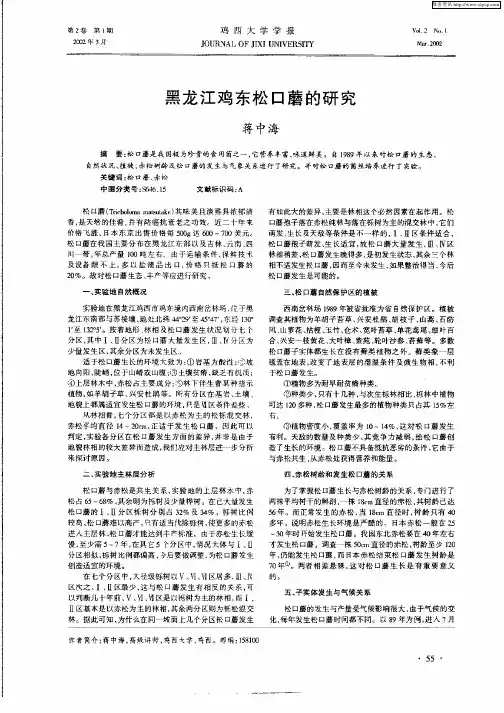 黑龙江鸡东松口蘑的研究