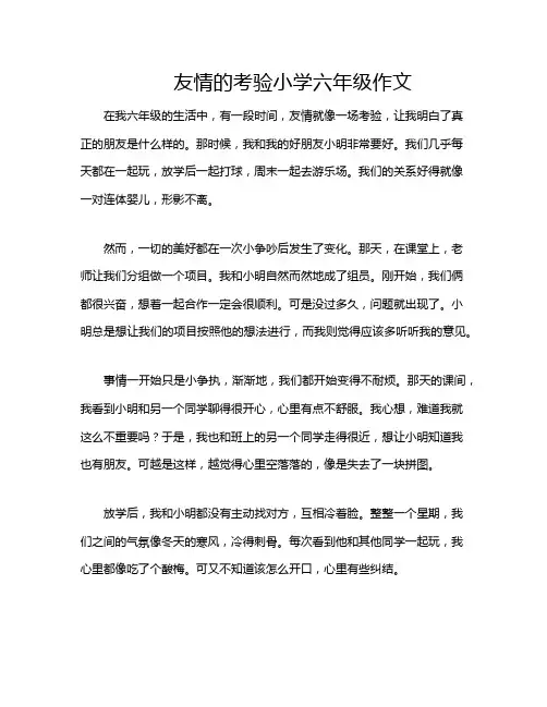 友情的考验小学六年级作文