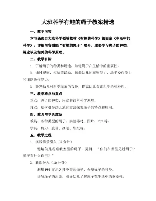 大班科学有趣的绳子教案精选