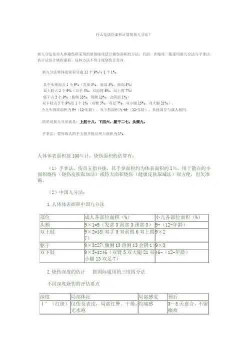 烧伤等级九分法