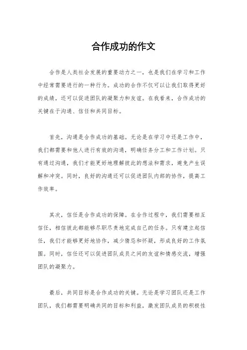 合作成功的作文
