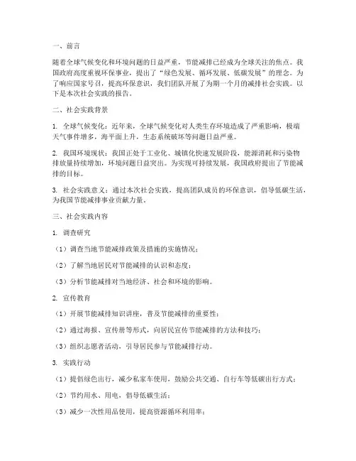 减排的社会实践报告