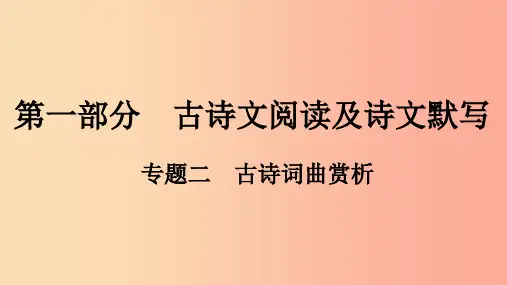 贵州省2019年中考语文总复习 第一部分 古诗文阅读及诗文默写 专题二 古诗词曲赏析课件