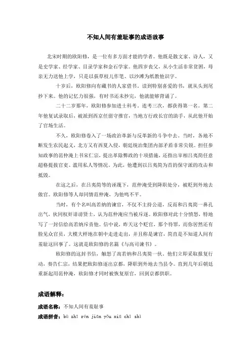 不知人间有羞耻事的成语故事