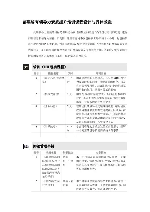 部属培育领导力素质提升培训课程设计与具体教案