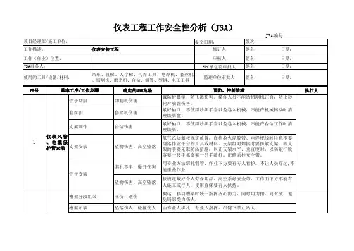 化工生产企业-仪表工程工作安全性分析(JSA)