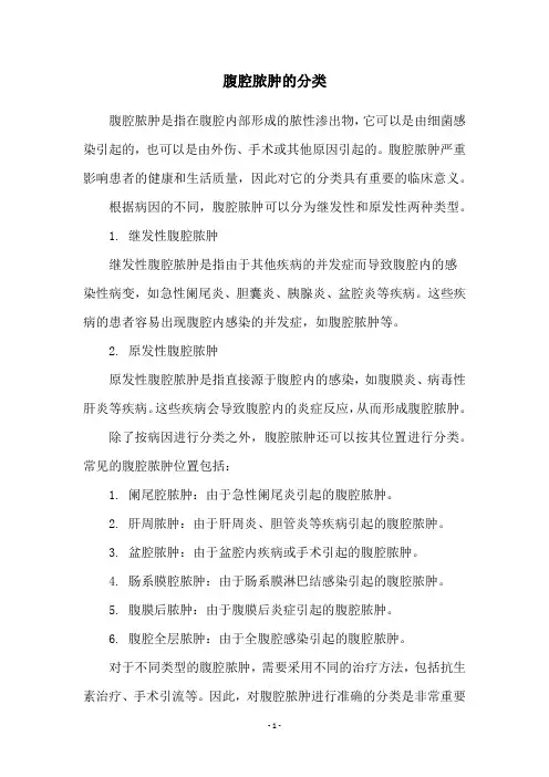 腹腔脓肿的分类