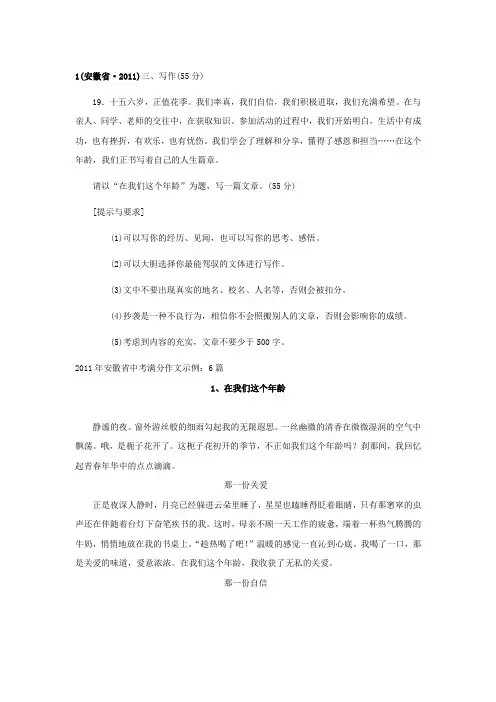 2011安徽作文