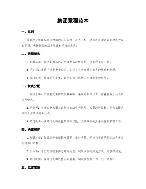集团章程范本