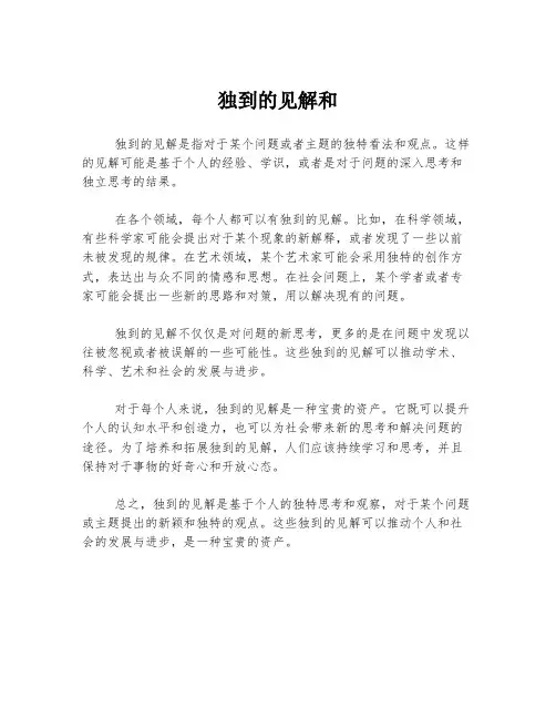 独到的见解和
