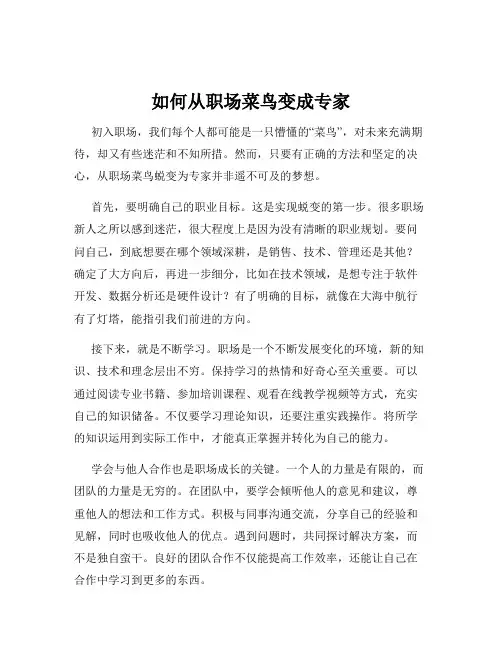 如何从职场菜鸟变成专家