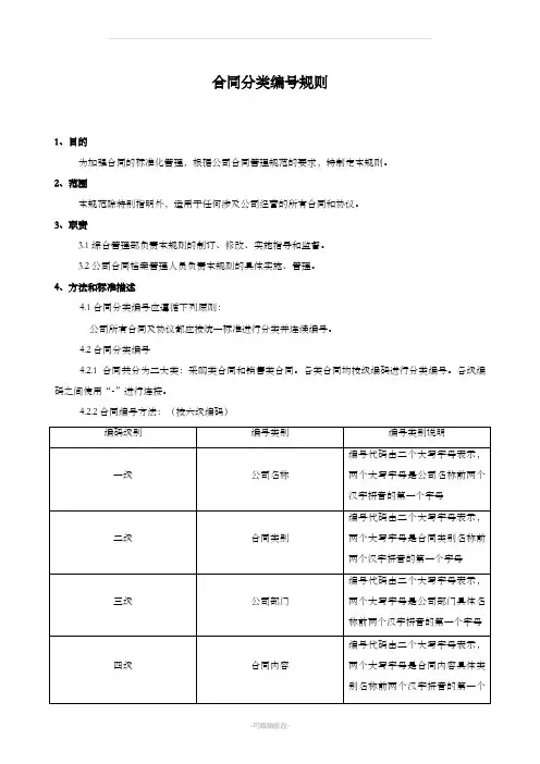 公司合同编号规则制度