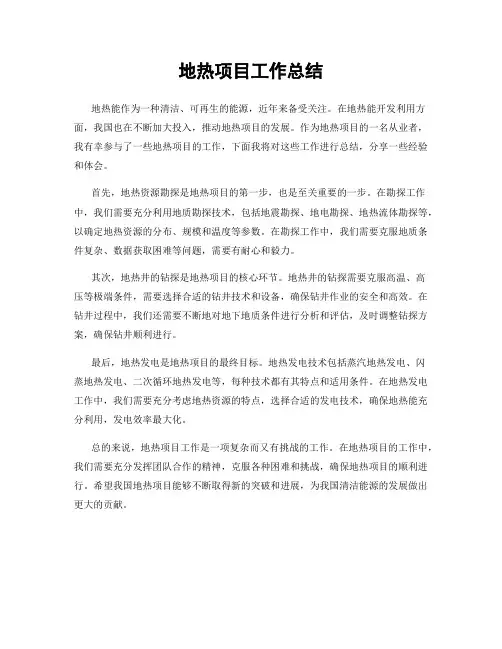 地热项目工作总结