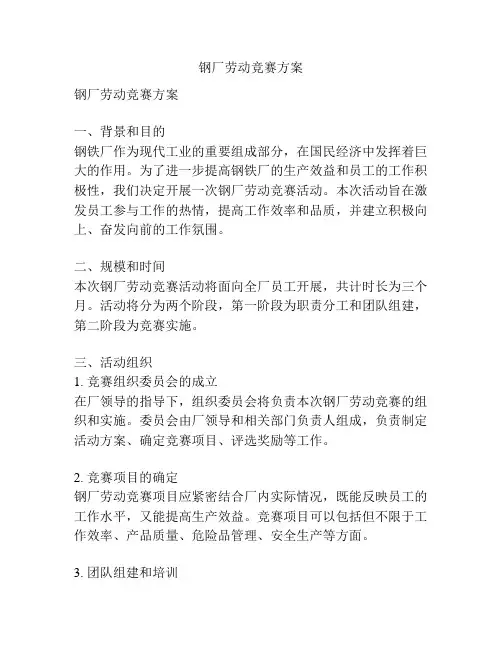 钢厂劳动竞赛方案