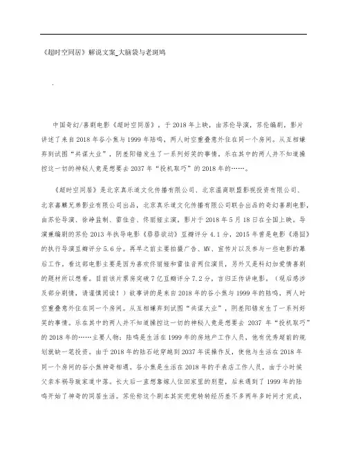 《超时空同居》影评解说文案_大脑袋与老斑鸠