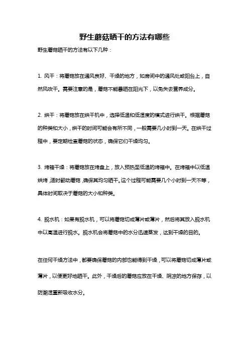 野生蘑菇晒干的方法有哪些