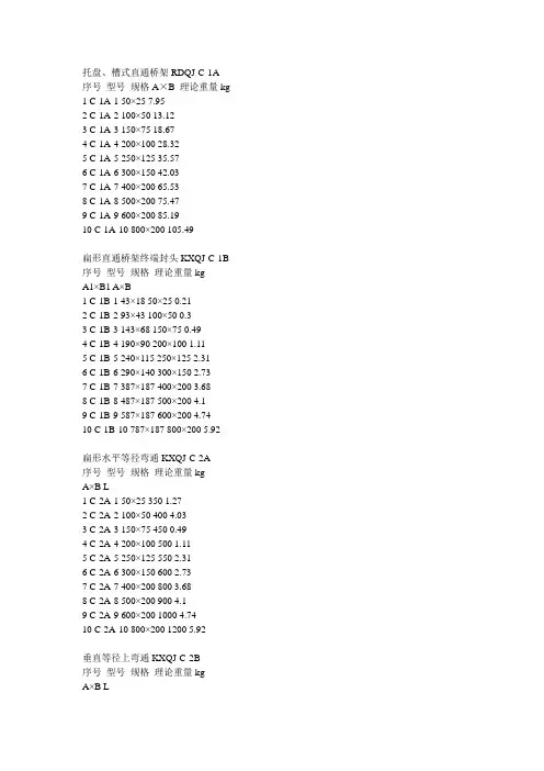 桥架理论重量
