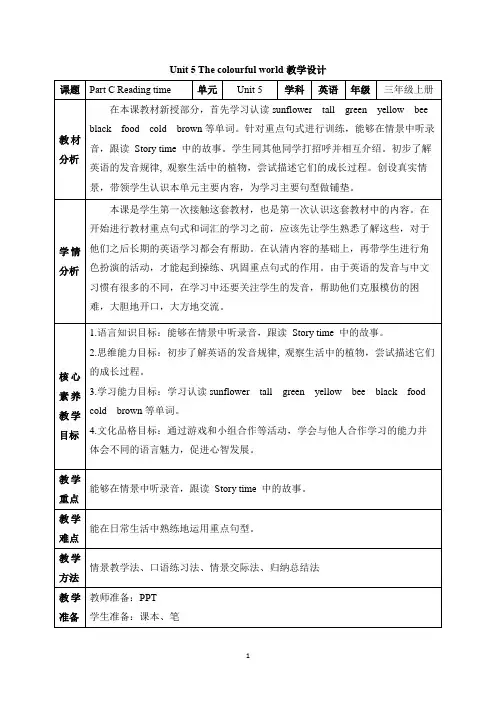 英语人教PEP版(2024版)三年级上册Unit 5 The colourful worldPart