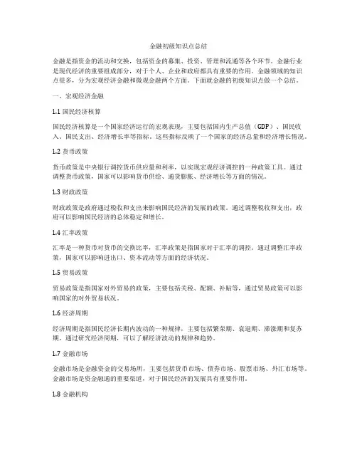金融初级知识点总结