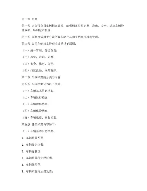 汽贸公司车辆档案管理制度