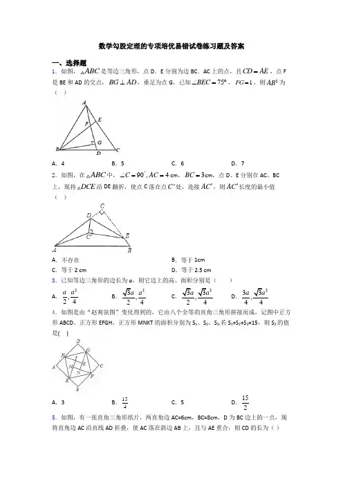 数学勾股定理的专项培优易错试卷练习题及答案