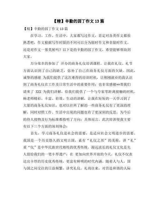 辛勤的园丁作文13篇