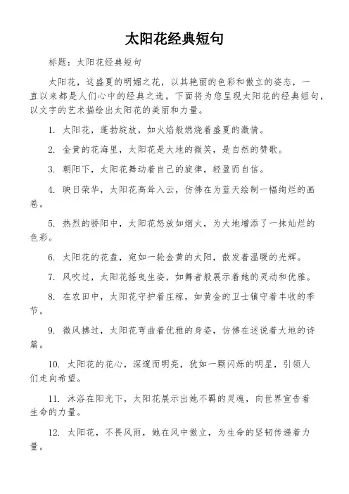 太阳花经典短句