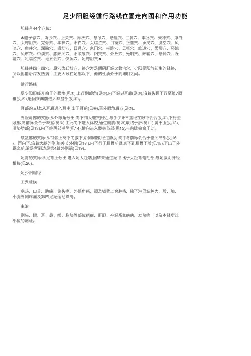 足少阳胆经循行路线位置走向图和作用功能