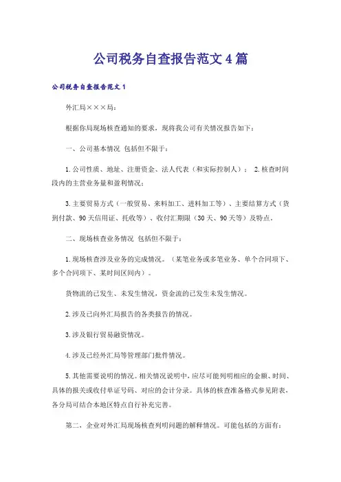 公司税务自查报告范文4篇