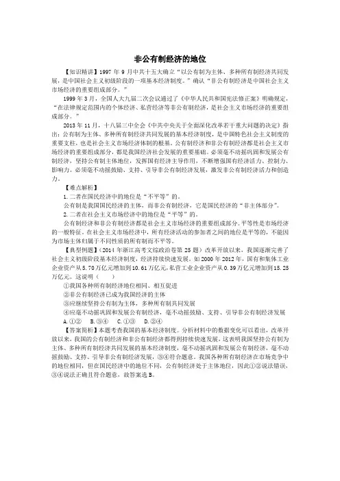 非公有制经济的地位