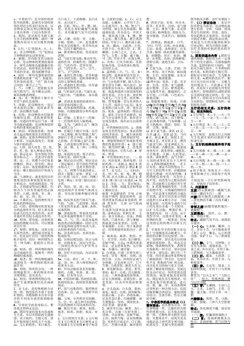 中兽医学复习参考题