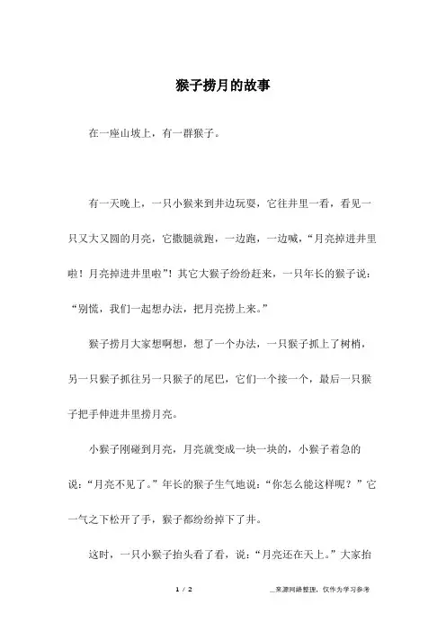 猴子捞月的故事