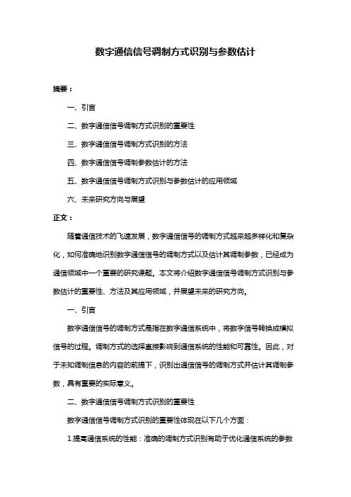 数字通信信号调制方式识别与参数估计