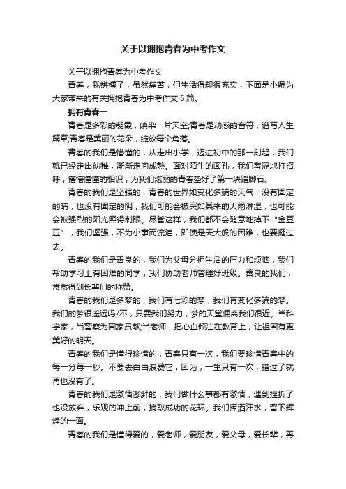 关于以拥抱青春为中考作文