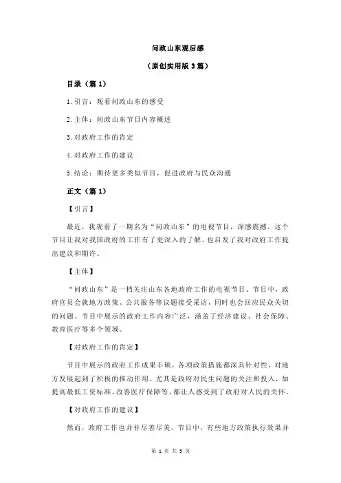 问政山东观后感