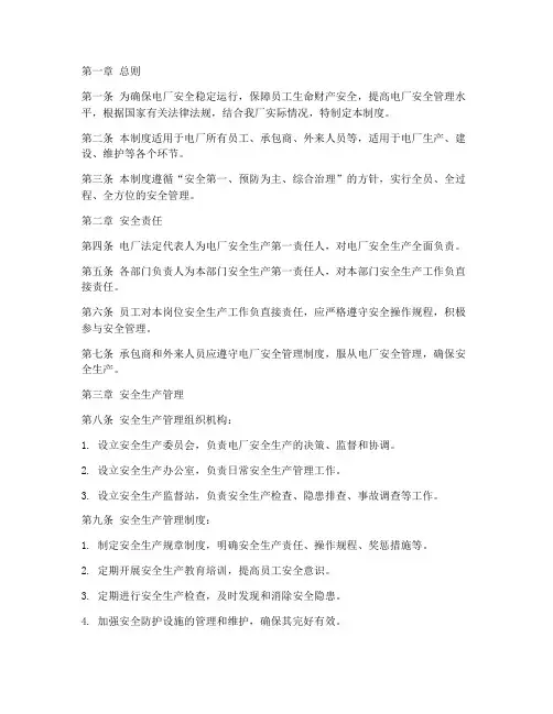 电厂安全项目管理制度范本