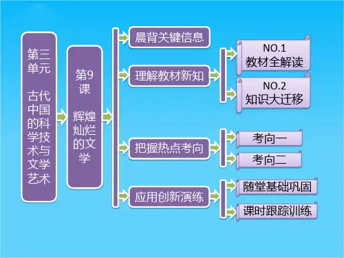 高二历史课件 第三单元 第9课 辉煌灿烂的文学(新人教版必修3)